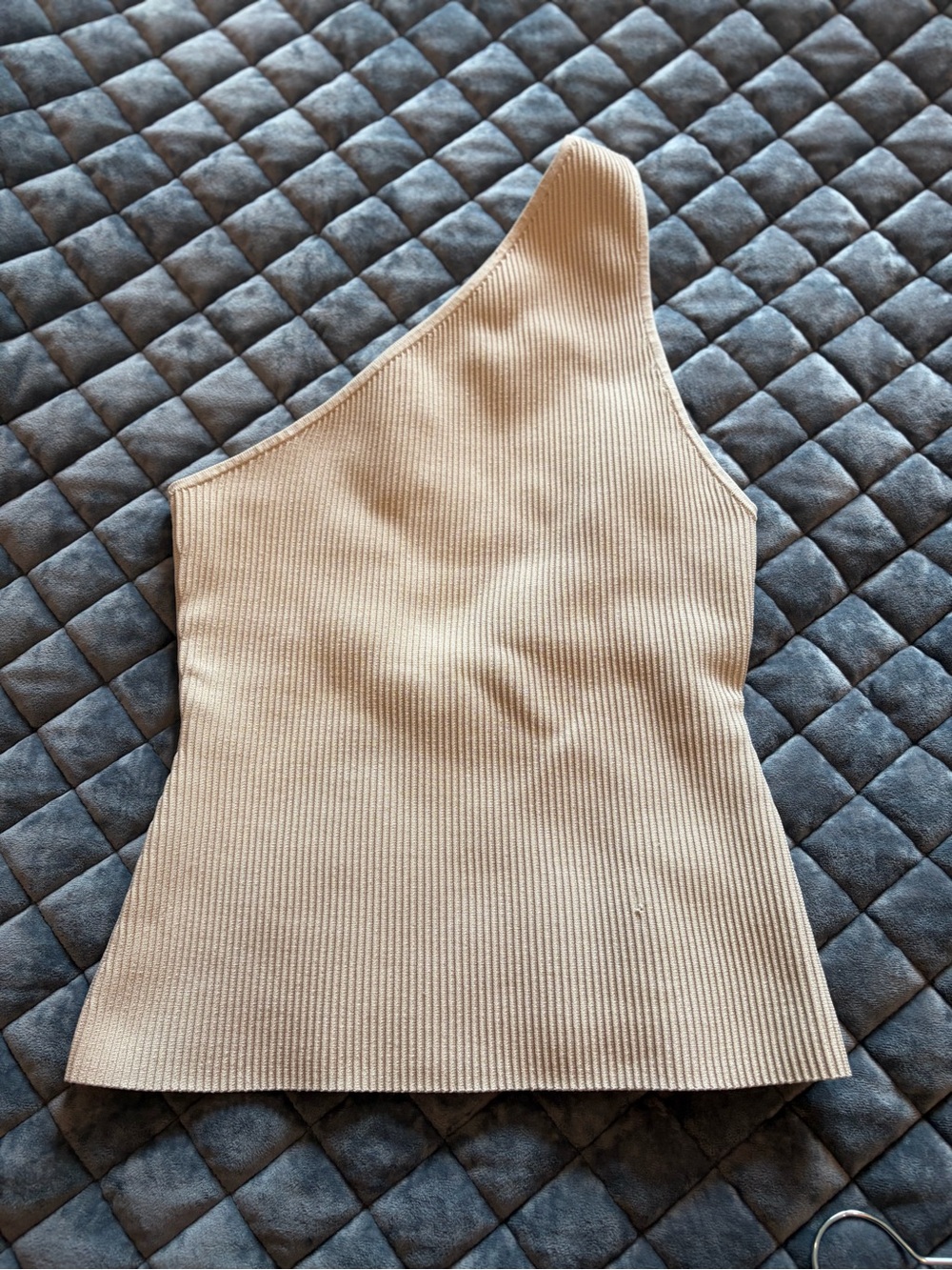 Babaton One-Shoulder Ribbed Tank Top in Cream